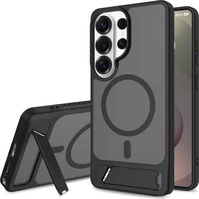 Produktbild von Magnetisch Hülle für Samsung Galaxy S26 Ultra, Transluzente Matt Stoßfeste Hülle mit Ständer, Kompatibel mit MagSafe Schwarz