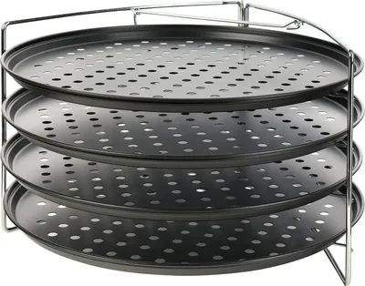 Produktbild von Famanu Pizzaplatten 4 Stück - Perforiert, Ø 33 cm mit Antihaftbeschichtung