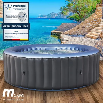 Produktbild von BRAST Whirlpool aufblasbar MSpa Bergen für 6 Personen | Ø204x70cm | In- Outdoor Pool | Ganzjähriger Einsatz | 138 Massagedüsen | Stromsparend inkl. Energiespar-Timer