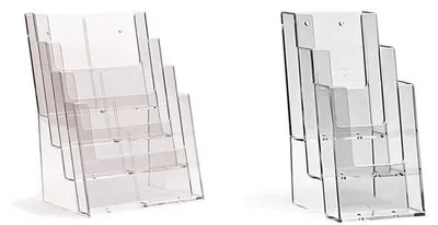Produktbild von DIN A4 Brochureständer 4-fach, Tisch- und Wandmontage möglich, 3 Fächer