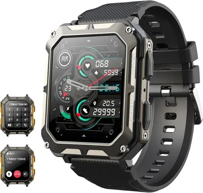 Produktbild von Smartwatch Herren mit Telefonfunktion 1,83" HD Display Sportuhr mit Schlafmonitor IP68 Wasserdicht für Android iOS, Schwarz