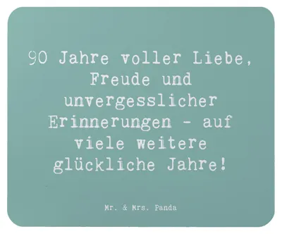 Produktbild von Mr. & Mrs. Panda Mouse Pad Spruch 90. Geburtstag Liebe Freude - Meeresbrise - Geschenk, Glückwunsch, pc mauspad, Feiern, Geburtstagsgeschenk, Happy Birthday, laptop