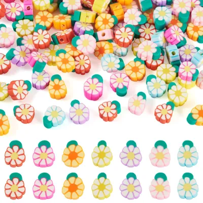100 Sonnenblumen-Polymer-Tonperlen, Blüten, 10,5-11 mm, für Schmuck
