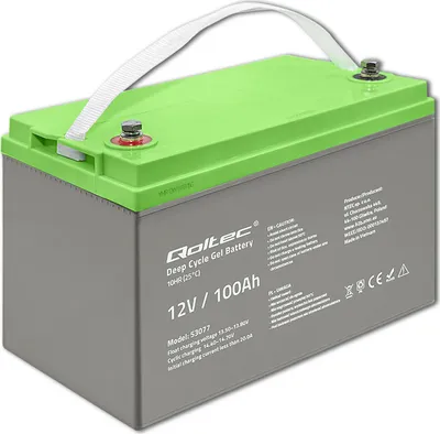Zdjęcie produktu dla Qoltec 53077 Akumulator żelowy głębokiego cyklu | 12v | 100 ah | 30,5 kg
