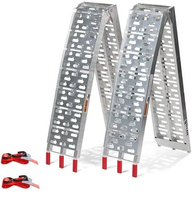Image de Rampe d'accès pliable en aluminium - Rail d'accès en acier galvanisé - antidérapant - pour remorques de motos, quads et voitures - capacité de charge jusqu'à 680 kg (max. 340 kg par élément)