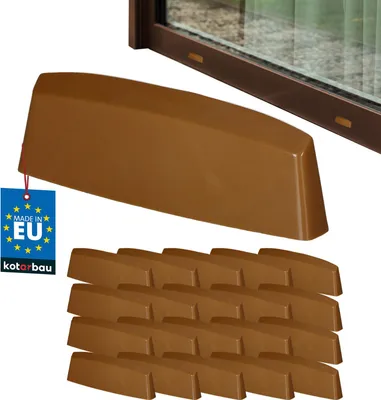 Produktbild von KOTARBAU® 20er Set Wasserschlitzkappen Fensterabflusslochkappen 36 mm ASA-Kunststoff Eiche Fensterentwässerung Entwässerung Fenster PVC Schutz Abdeckung