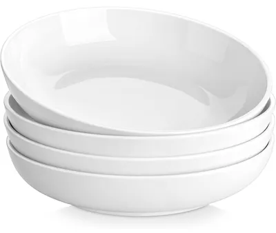 Immagine prodotto di Set di 4 ciotole in porcellana color crema, diametro 25,6 cm, capacità 1680 ml, ideali per pasta, insalate e frutta