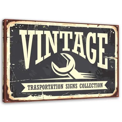 Produktbild von Leinwandbild vintage-schild 90x60 cm Feeby grau wandbild bereit zum aufhängen