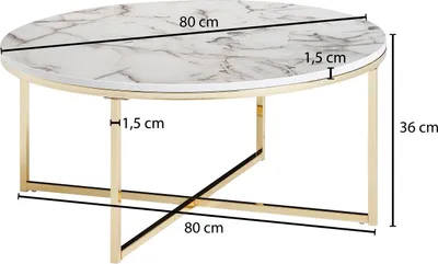 Immagine prodotto di Tavolo 80x36x80 cm con aspetto marmo bianco | Wohnling