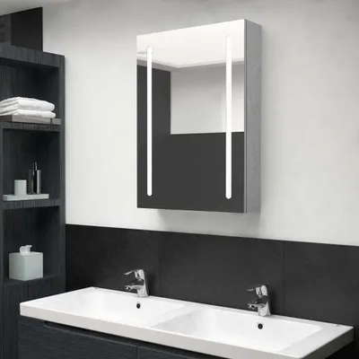 Produktbild von The Living Store LED-Spiegelschrank fürs Bad Betongrau 50x13x70 cm