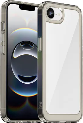 Immagine prodotto di Custodia per iPhone 16e trasparente, protettiva in silicone TPU antiurto grigio titanio