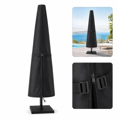 Produktbild von Sonnenschirm Abdeckung 240x57x57 cm, 210D Oxford Sonnenschirmhülle, wetterfest & UV-beständig, mit Kordelzug, Reißverschluss & Stange