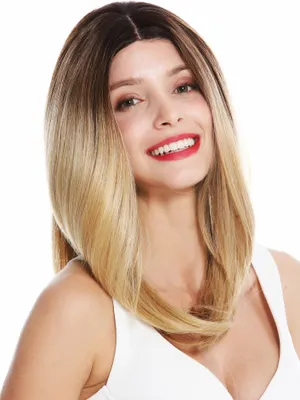 Produktbild von WIG ME UP Perücke Mono Lace-Front Mittelscheitel glatt Ombre Balayage Braun Blond Kupferblond VK-20-MF
