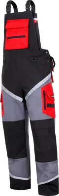 Produktbild von 100% Baumwoll-Overall, Schwarz-Grau-Rot, Mit Reflektierendem Aufdruck, "M", Ce, Lahti