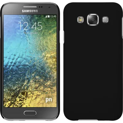 Produktbild von PhoneNatic Case kompatibel mit Samsung Galaxy E5 - Hülle schwarz gummiert Hard-case + 2 Schutzfolien