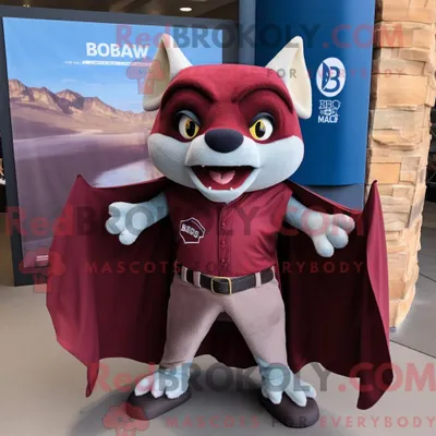 Obrázok produktu pre Maskot spoločnosti REDBROKOLY, kaštancová netopierka, oblečená v džínsach typu Flare a Wraps