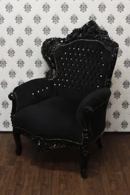 Produktbild von Casa Padrino Barock Sessel King Schwarz/Schwarz mit Bling Bling Glitzersteinen 120 x 85 x 85 cm