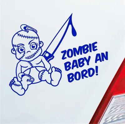 Produktbild von Auto Aufkleber Zombie Baby an Bord on Tour witzig 30x20 cm Dunkelblau Sticker Heckscheibenaufkleber