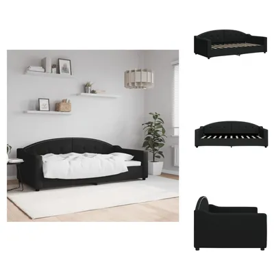 Image de vidaXL Lit de jour noir 90x190 cm Tissu - Lits et Sommiers