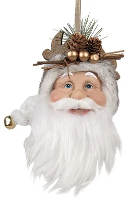 Image de Clayre & Eef Pendentif de Noël Père Noël 10x9x28 cm blanc plastique