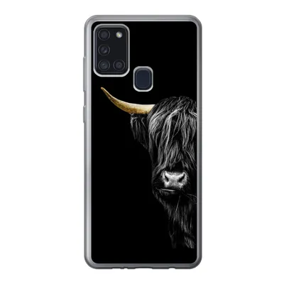 Produktbild von MuchoWow® Handyhülle Schutzhülle Hülle für Samsung Galaxy A21s Schottischer Hochländer - Kühe - Gold Silikon Softcase Handy Hülle - Hartschale