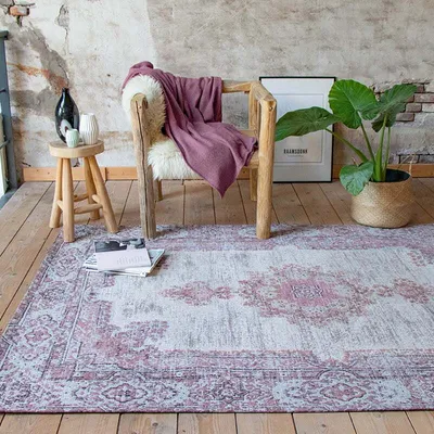 Produktbild von Volero - Teppich Vintage - Dreams Grau Rosa - 240x340 cm - Wohnzimmer, Esszimmer, Schlafzimmer - Klassik, Industrielle
