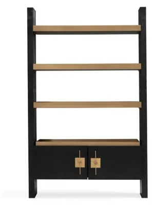 Image de Armoire design avec étagères Armoires en bois noir or Armoire en bois