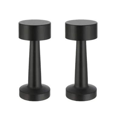 Produktbild von 2x Metall Akku Tischleuchte Schwarz mit Touchfunktion 3 Weisstöne USB Nachttischlampe Aufladbar Helligkeit regulierbar Schreibtischlampe Dimmbar