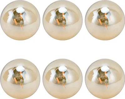 Imagen del producto de 6 bombillas doradas vintage G45, con base E14, para lámparas y luminarias decorativas del hogar, 4W, 220V, luz cálida