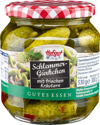 Image de Hofgut Schlemmer Gürkchen aux herbes fraîches en bocal 580ml