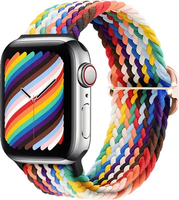Produktbild von Strap-it Apple Watch Geflochten Nylon Armband (Regenbogen) - Große: 38 - 40 - 41mm
