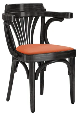 Produktbild von 2er-Set Chausey | Bugholzstuhl | Holz / Samt | Schwarz / Orange | Bugholz | Gastro Rattanstuhl, Outdoor Rattanstuhl, Terrassen Rattanstuhl