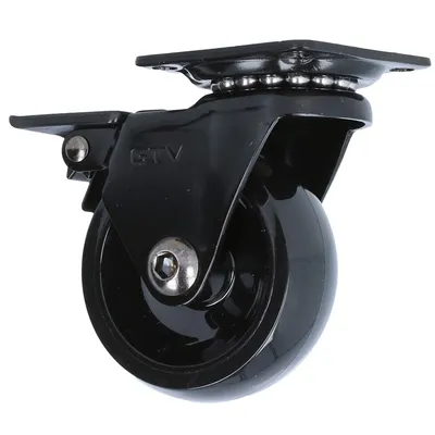 Produktbild von Schwarze Möbelrolle Polyurethan Lenkrolle modernes Design Möbeltransportrolle kugelgelagert 50mm mit Bremse