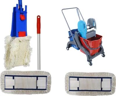 Produktbild von CleanSV Laschenmop Wischset Profi 40 cm Kunststoff Wischwagen Putzwagen Wischset