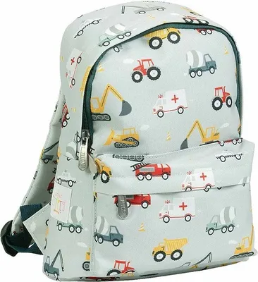 Produktbild von allc-b.v. Kinderrucksack Hellblau, 7L, 23,5 x 30 x 10 cm, Fahrzeuge, Polyester/PEVA, 250g, für Kindergarten & Freizeit, mit gepolstertem Rücken, verstellbaren Brust- & Schultergurten, Front- & Innenfach