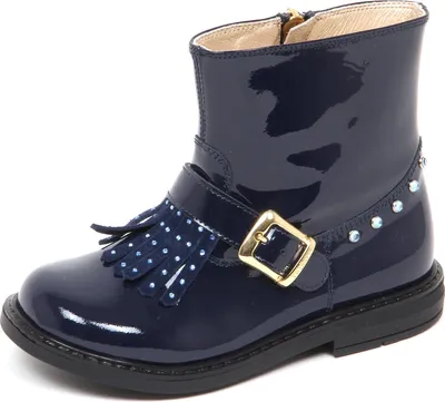 Produktbild von E1438 stivaletto bimba blu TWIN-SET SIMONA BARBIERI patent biker boot kid girl