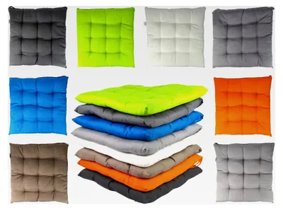 Produktbild von Sitzkissen Stuhlkissen Stuhlauflagen Sitzpolster gesteppt mit Befestigungsbändern - für Innen und Außen 40x40x5 cm – Set mit 2, 4 oder 6 Stück (2, Grün)