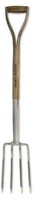 Imagen del producto de Spear & Jackson 4552BF, horquilla de jardín de acero inoxidable, con cabeza de acero inoxidable pulido y mango de madera dura. Horquilla compacta para jardines, macizos de flores y trabajos de labranza