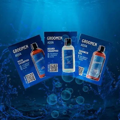 Zdjęcie produktu dla Groomen - Aqua - Żel, szampon do brody i włosów - 3x5ml