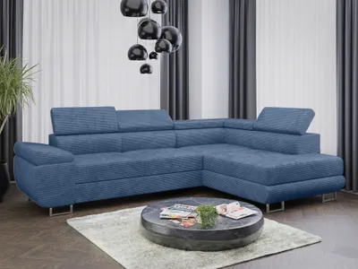 Zdjęcie produktu dla Sofa Zestaw wypoczynkowy Zestaw wypoczynkowy ALMA L w tkaninie sztruksowej z funkcją spania i pojemnikiem na pościel Część dzienna Kanapa Narożnik tapicerowany Zestaw wypoczynkowy tapicerowany