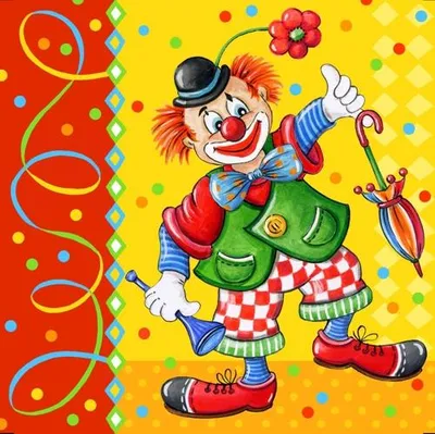 Produktbild von 300 Servietten, 3-lagig 1/4-Falz 33 cm x 33 cm Clown