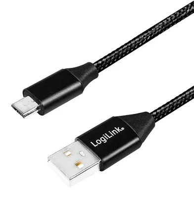 Obrázek produktu pro LogiLink CU0143, 0,3 m, USB A, Micro-USB B, USB 2.0, 0,48 Gbit/s, Černá