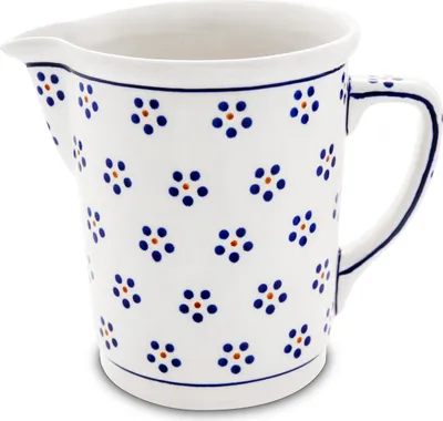 Produktbild von Original Bunzlauer Keramik großer 1 Liter Krug Kanne Karaffe Pitcher - Spülmaschinen- und Mikrowellengeeignet - Handbemalt Dekor 1