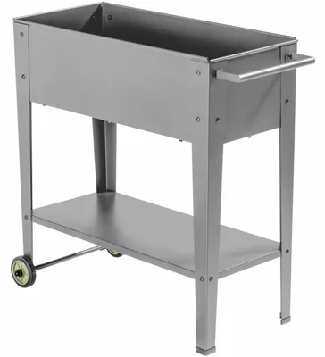 Produktbild von Mobiles Hochbeet aus Metall - Pflanzenbeet mit 2 Rollen - Mobiler Pflanzenwagen mit Stauraum