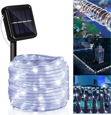 Produktbild von Peviasot Solar Lichtschlauch Draht Garten Lichterkette LED Lichterschlauch-Kaltweiß-20m