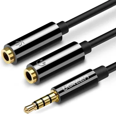 A close-up studio shot of a Ugreen audio splitter cable against a white background.