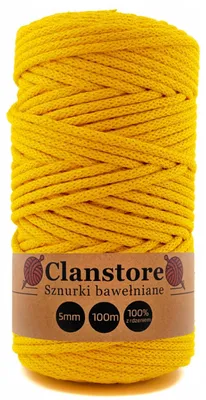 Produktbild von Clanstore Baumwollschnur Makramee 5mm 100m geflochten dunkelgelb