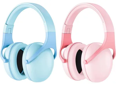 Image de Protection auditive pour enfants, NRR 24 dB, protection contre le bruit, pour les enfants de 2 à 10 ans, lot de 2, rose/bleu