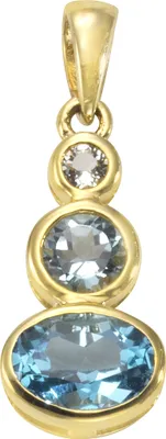 Produktbild von F Anhänger 375/- Gelbgold mit Blautopas/Weißtopas