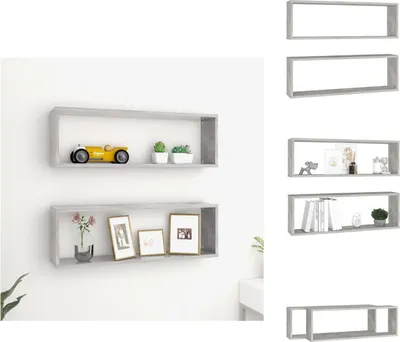 Produktbild von vidaXL Würfelregale 2 Stk. Betongrau 80x15x26,5 cm Holzwerkstoff -  Wandregale